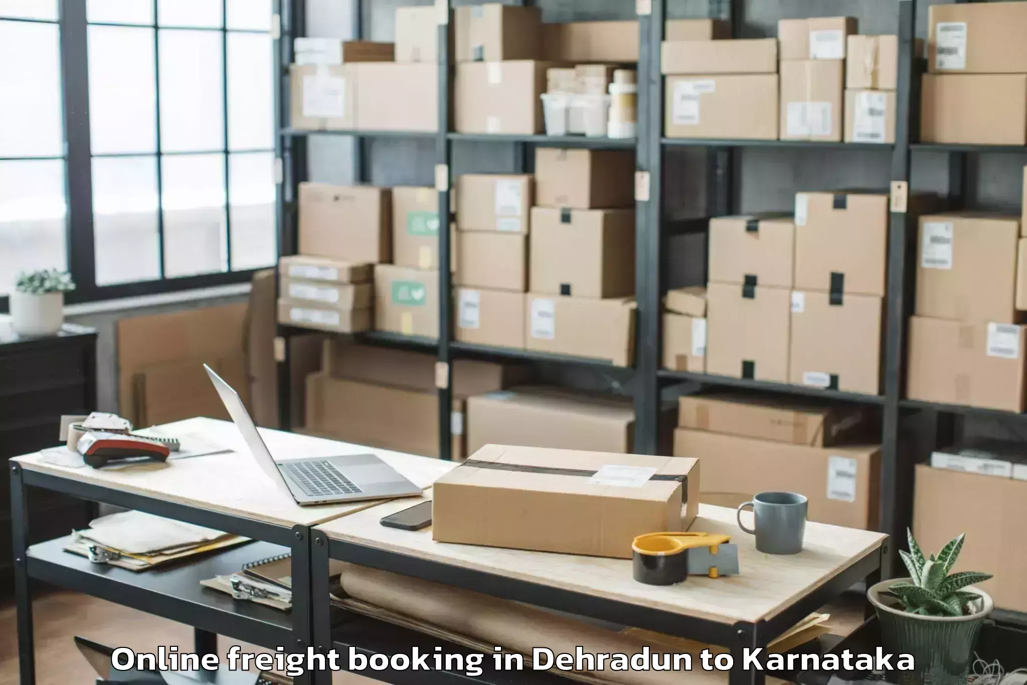 Reliable Dehradun to Harpanahalli Online Freight Booking